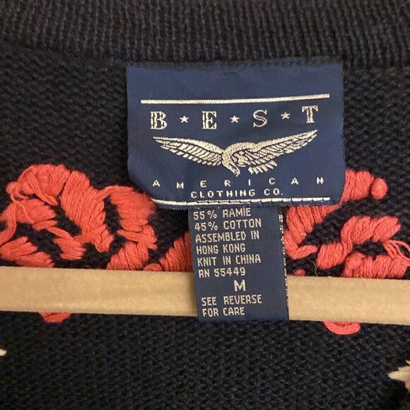 Vintage Navy Floral Embroidered Cardigan Sweater size M - Picture 11 of 13